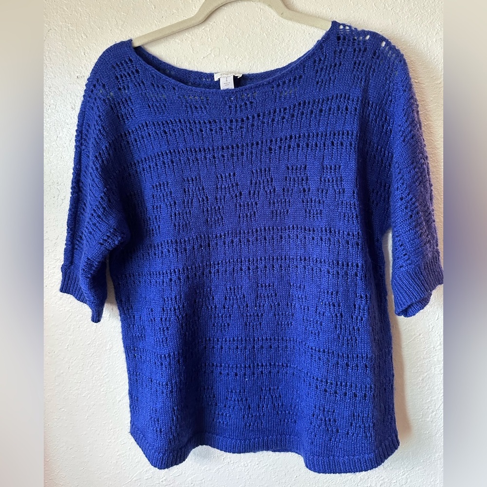 Chico Blue Knit Short Sleeve Sweater